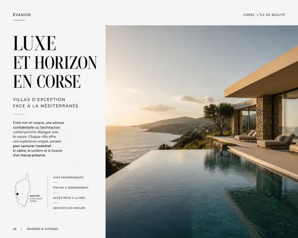 Villa de luxe avec piscine à louer en Corse vue sur la mer