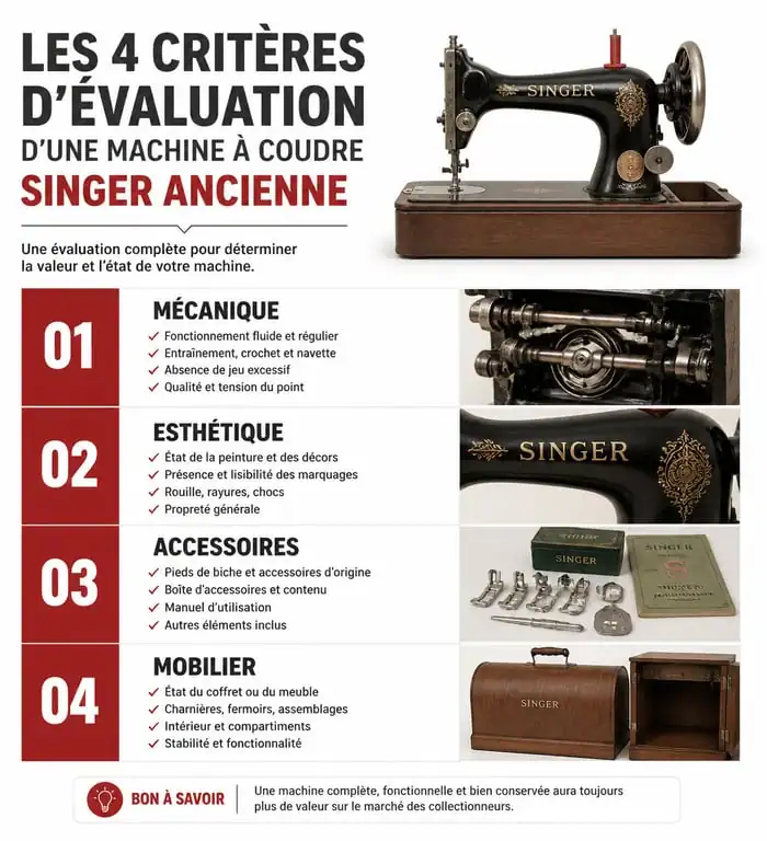 Critères d'évaluation pour estimer le prix d'une machine à coudre Singer ancienne