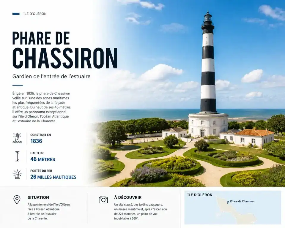 Phare de Chassiron, site incontournable lors d'une visite de l'île d'Oléron