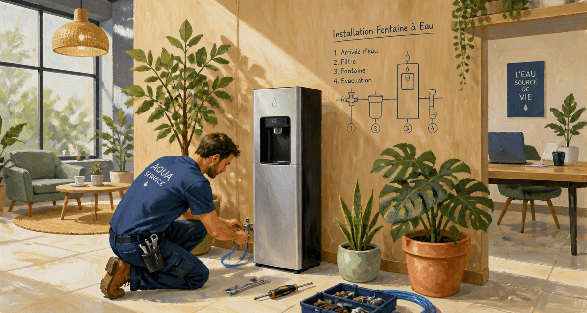 installation fontaine à eau par technicien en bureau