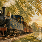 le petit train du parc de la tête d'or sur rails au parc