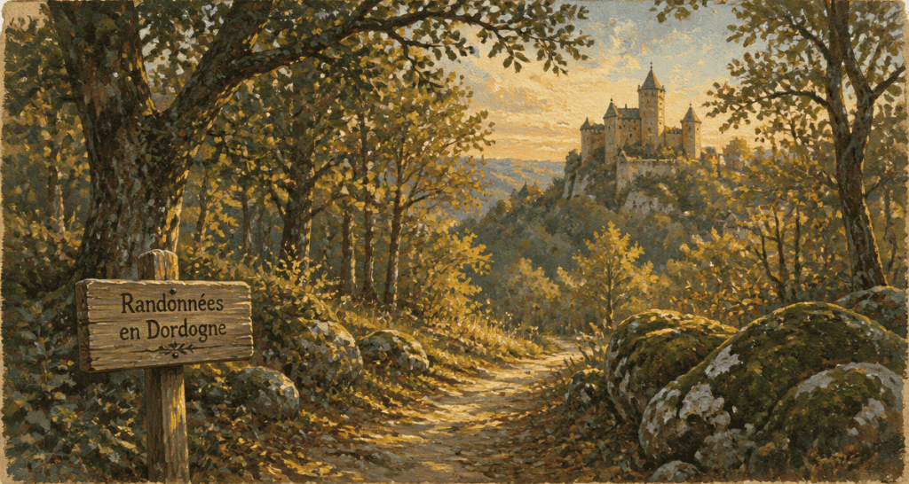 Les plus belles randonnées en Dordogne sentier sous-bois château