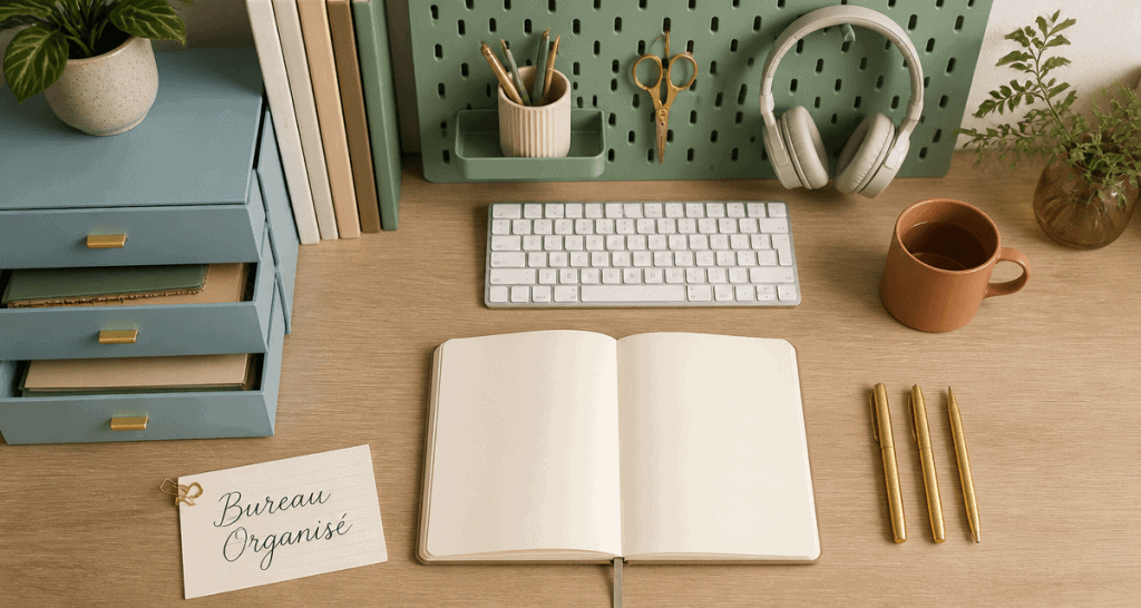organiser un bureau, espace de travail organisé et moderne