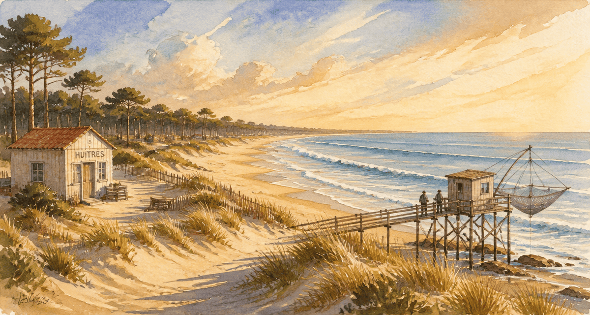 Vue côte atlantique française plage dunes océan