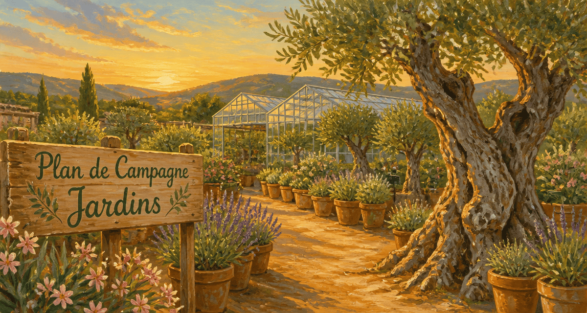 pepiniere plan de campagne oliviers lavandes coucher de soleil