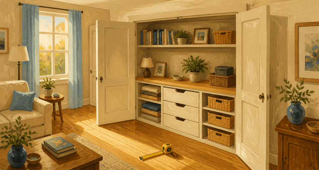 Placard surface habitable dans salon lumineux