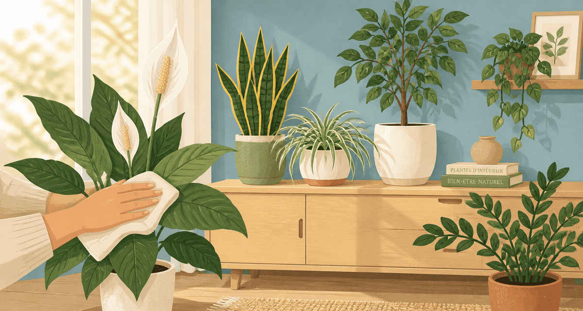 plantes d'interieur depolluante sur meuble et sol