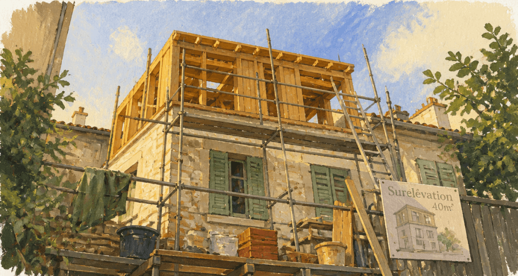 prix surélévation maison 40m2 en travaux