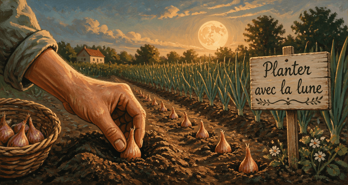 quand planter les échalotes avec la lune, illustration potager
