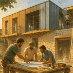 Surélévation maison ancienne ossature bois zinc chantier