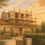 surélévation maison et voisinage échafaudage jardin