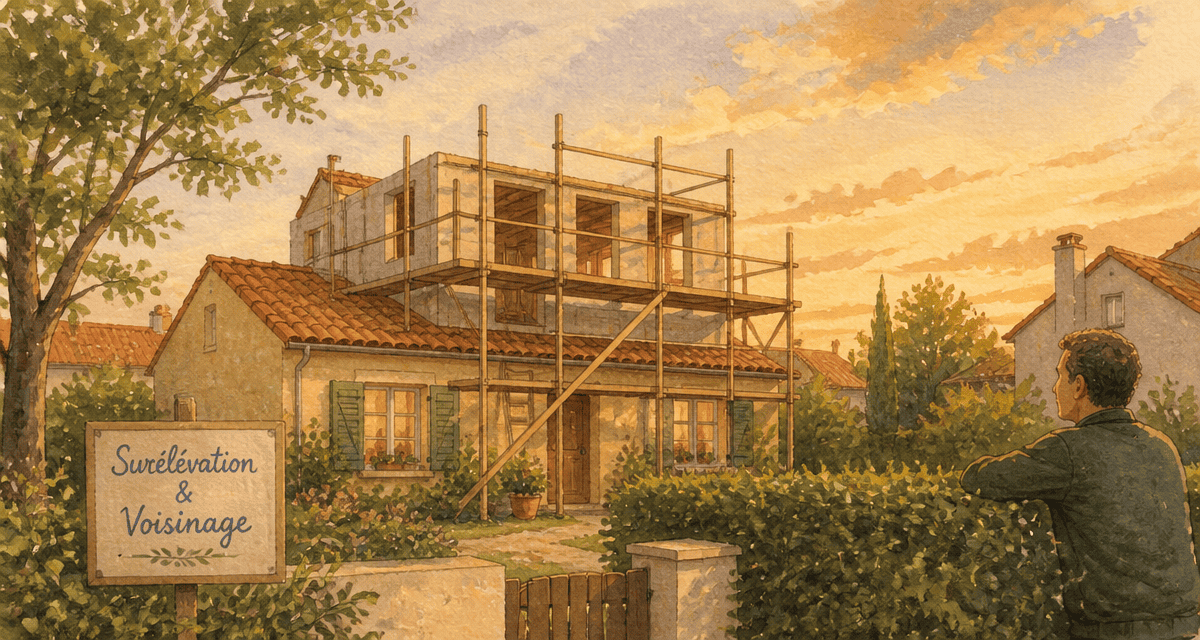 surélévation maison et voisinage échafaudage jardin