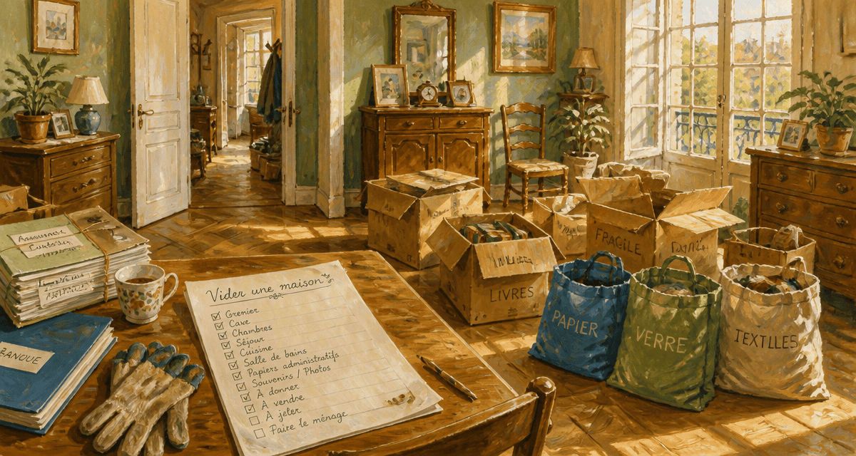 vider une maison par où commencer, cartons, meubles, checklist