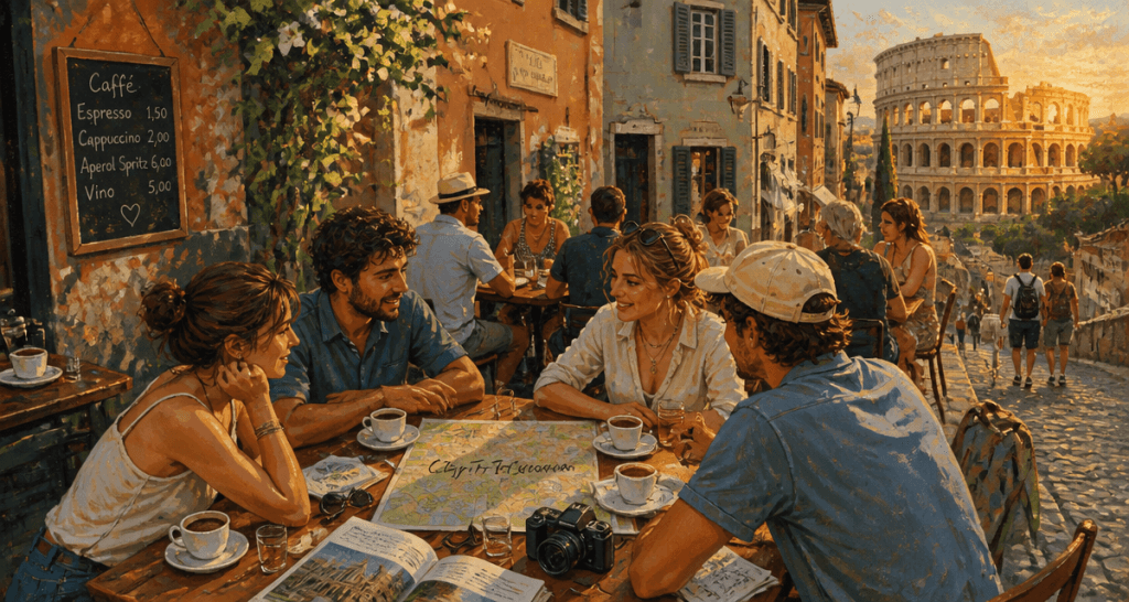 visiter une capitale européenne café terrasse Rome