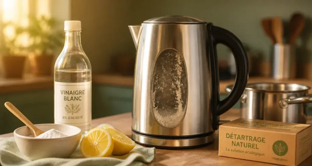Comment nettoyer une bouilloire : calcaire retiré avec vinaigre et bicarbonate