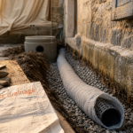 Drainage maison ancienne prix : tranchée de fondation avec tuyau perforé