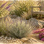 Plantes plein soleil sans arrosage : jardin sec avec lavande, romarin et delosperma