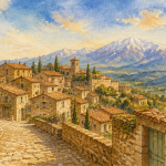 plus beaux villages autour de canet-en-roussillon aquarelle