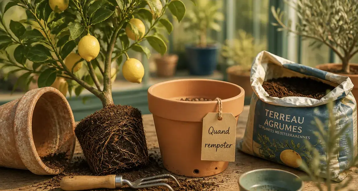 Quand rempoter citronnier : rempotage en pot en terre cuite