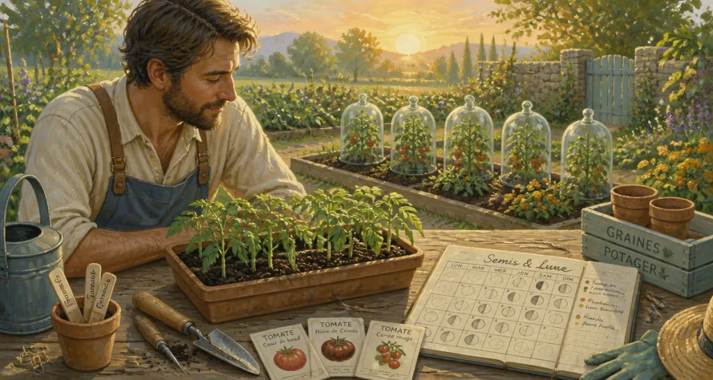 quand semer les tomates avec la lune, calendrier visuel