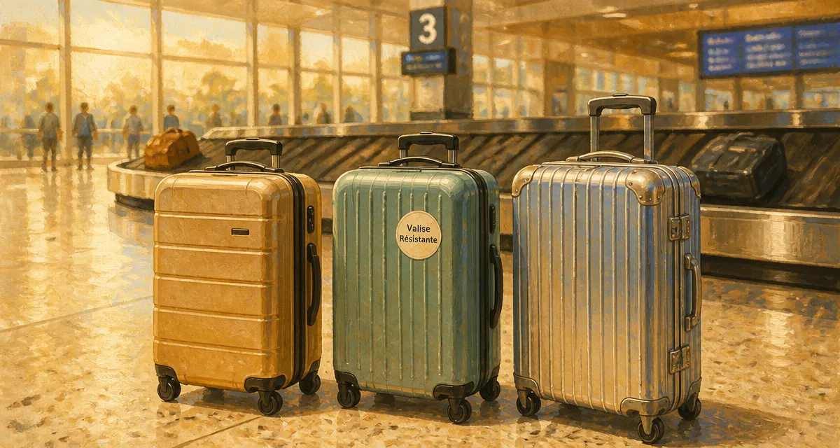 valise resistante trois matériaux hall aéroport