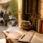 Vide maison 49 à Angers : chineurs au golden hour, table d’annonces et objets anciens