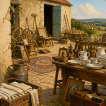 Vide maisons 21 en Côte-d'Or, cour de ferme, objets anciens