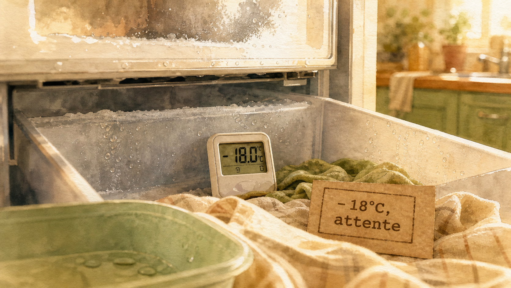 Combien de temps avant de remplir un congélateur apres degivrage : thermomètre -18°C, attente
