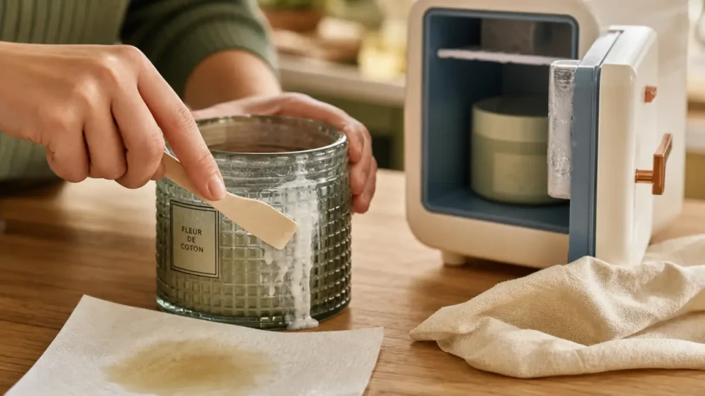 Enlever de la cire de bougie sans abîmer le support : pot en verre, textile et surfaces dures