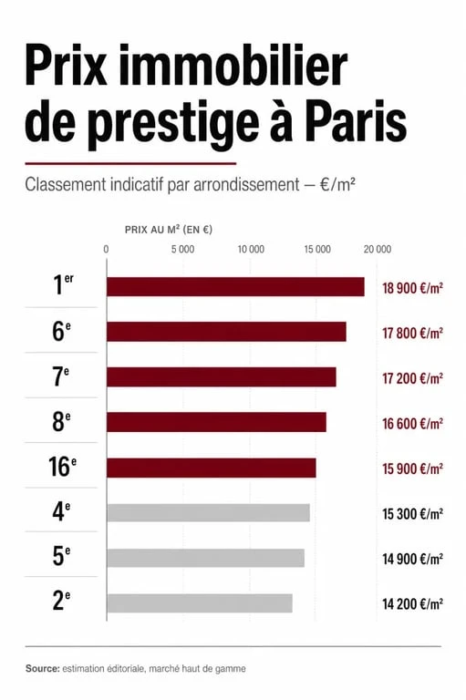 Classement des quartiers les plus chers de Paris par prix au mètre carré