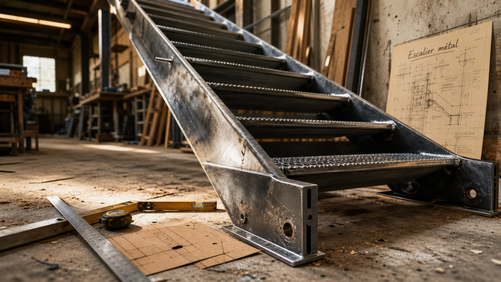 Fabriquer un escalier en metal en atelier : mesures, niveau et gabarits