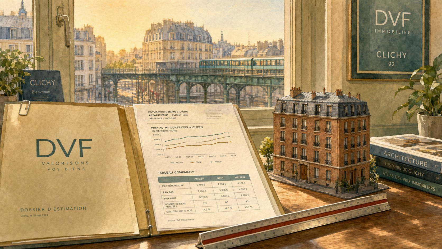 Prix immobilier Clichy : graphique prix au m² et estimation 2024