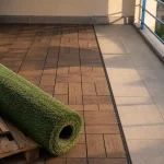 revetement sol balcon : bois, carrelage, gazon synthétique et WPC