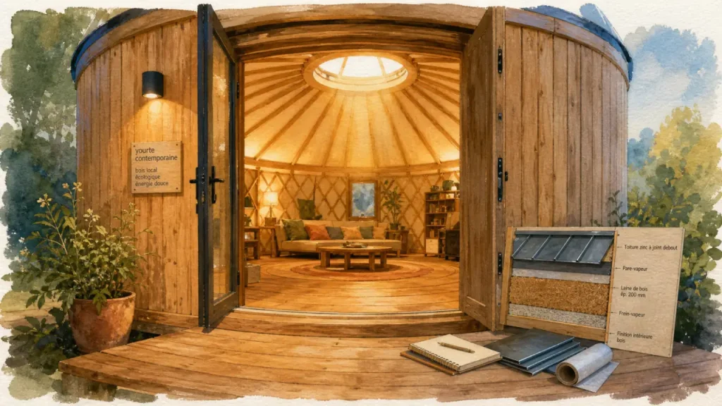 Yourte bois : lumière zénithale et isolation pour habiter à l’année