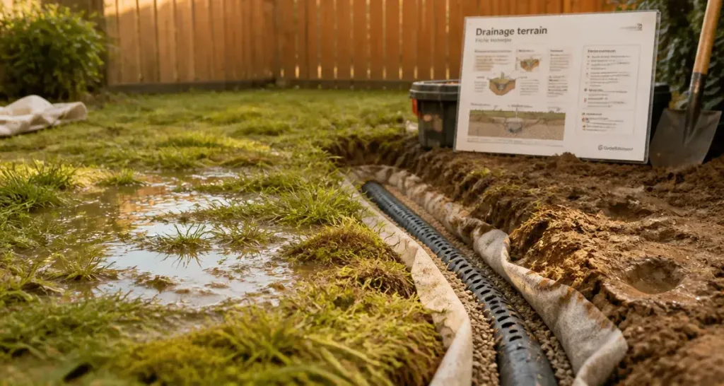 Terrain gorgé d&rsquo;eau : diagnostic, solutions de drainage et étapes pour assainir durablement votre jardin