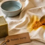 Enlever une tache de curry : eau froide, curcumine, geste à éviter