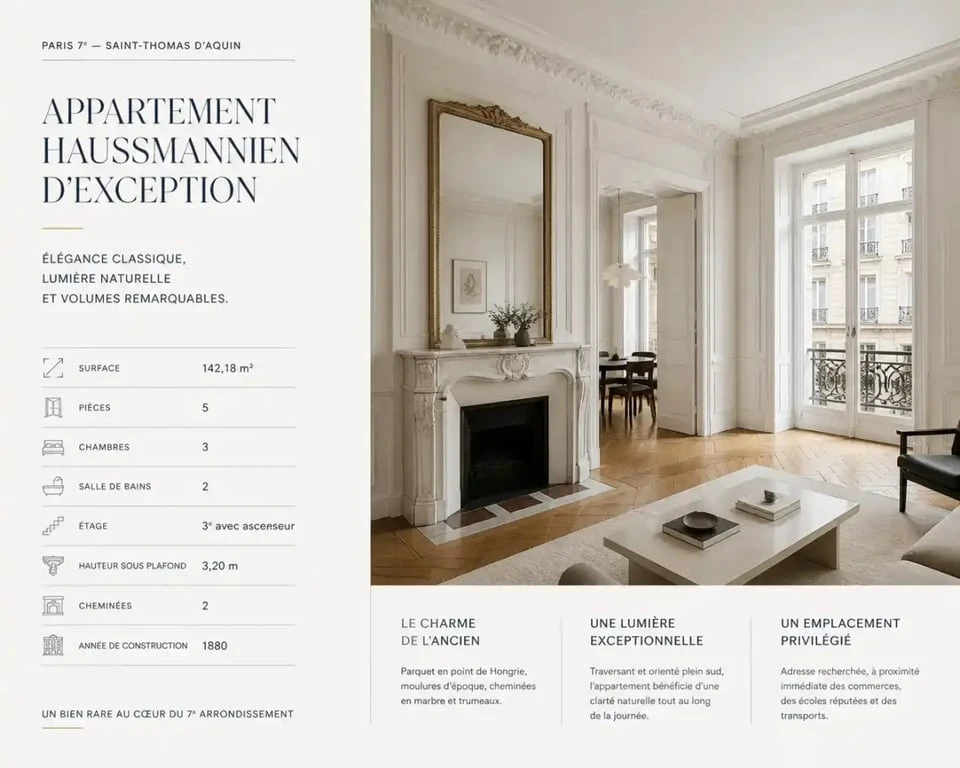 Appartement haussmannien à Paris avec moulures et parquet