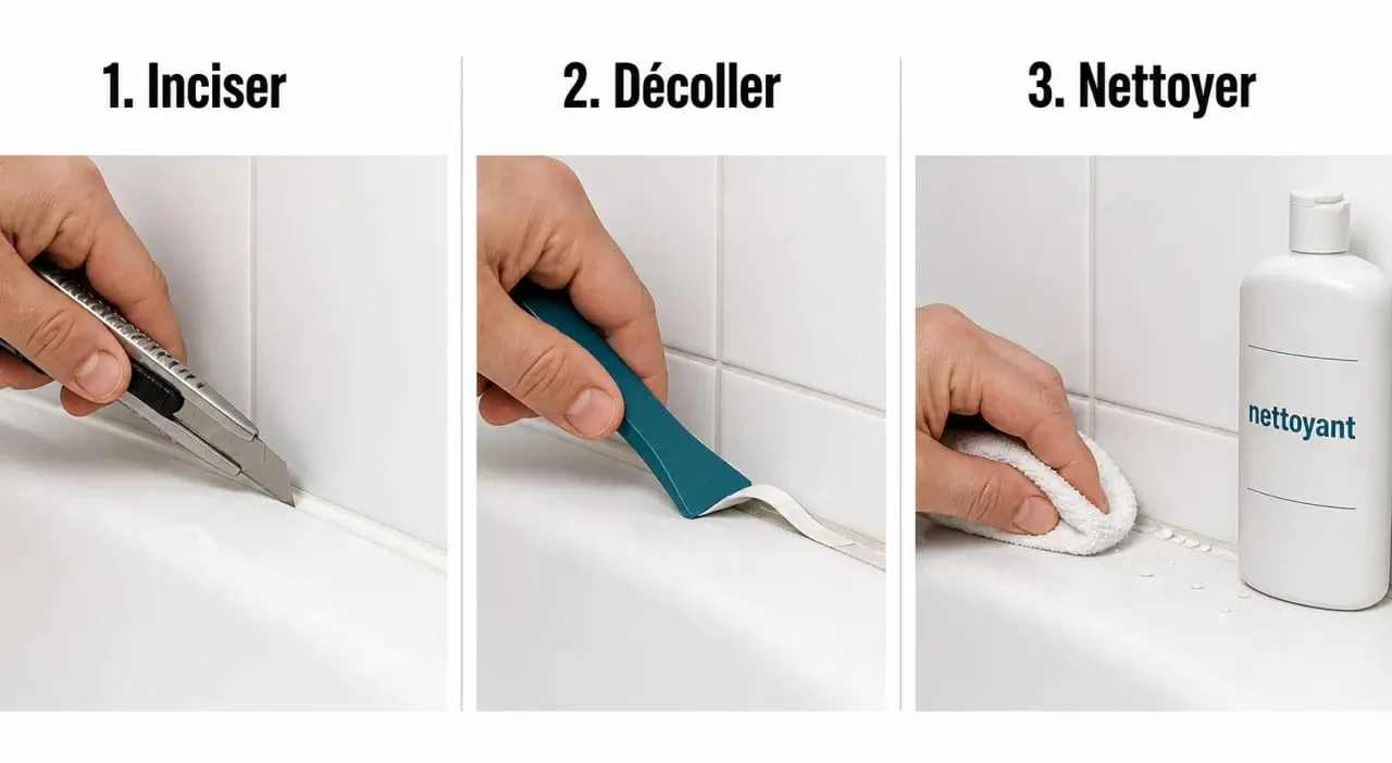 Comment enlever silicone : étapes pour couper, décoller et nettoyer un joint sur baignoire et carrelage