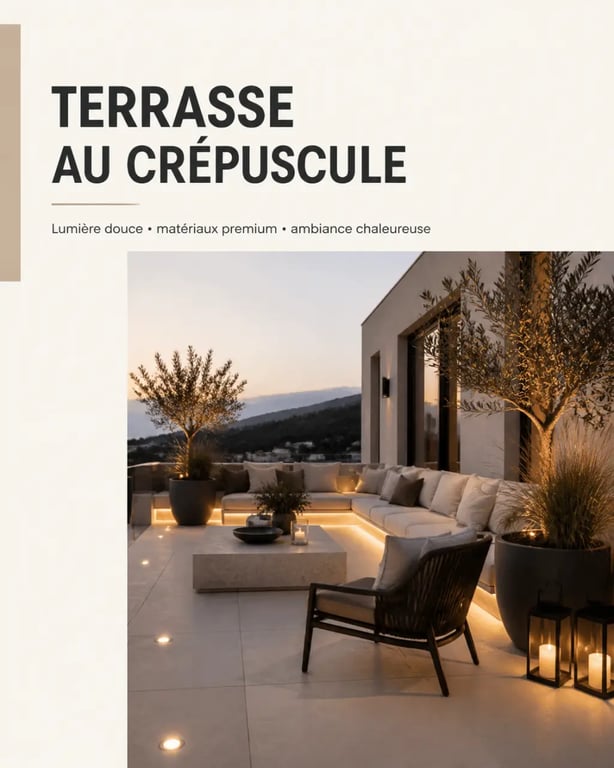 Comment aménager une terrasse digne d’une villa de luxe avec éclairage doux, mobilier premium et plantes structurantes