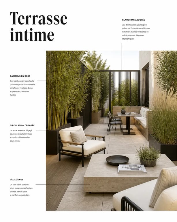 Comment aménager une terrasse digne d’une villa de luxe sur une petite surface avec vis-à-vis filtré et zones bien organisées