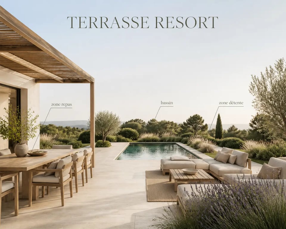 Comment aménager une terrasse digne d’une villa de luxe avec matériaux nobles, coin détente et ambiance resort