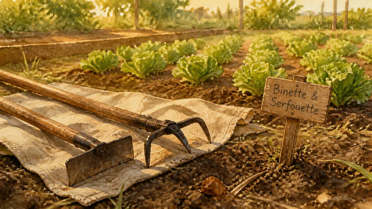 Serfouette ou binette : binette et serfouette pour désherber au potager