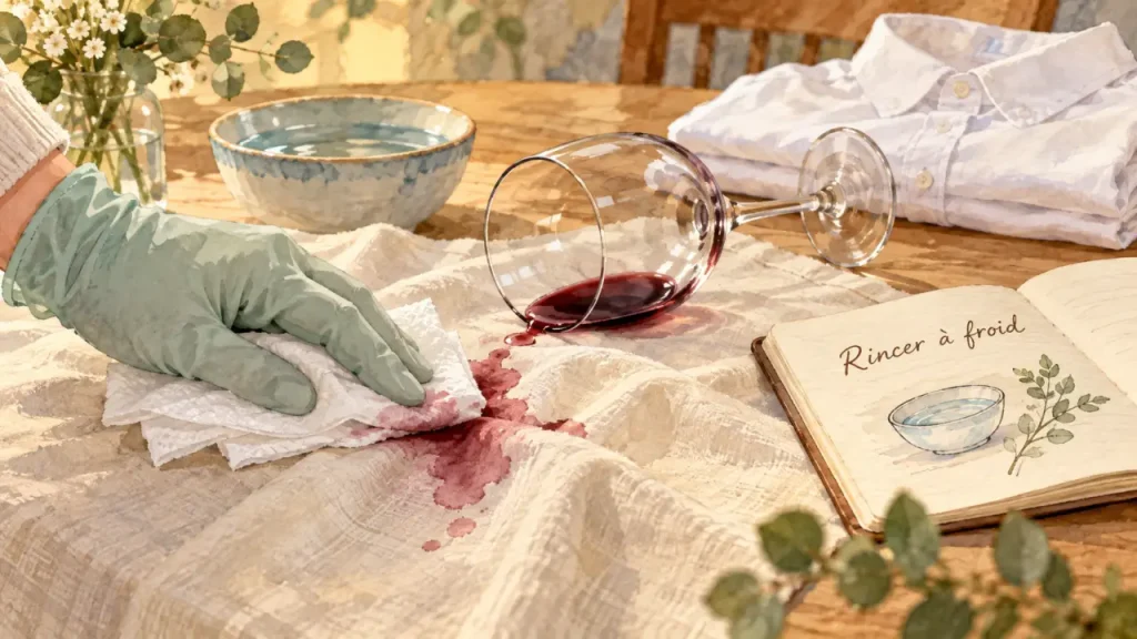 Tache de vin rouge : les 15 premières minutes pour éviter qu’elle s’incruste