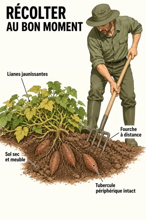 Signes visuels pour savoir quand récolter les patates douces au potager