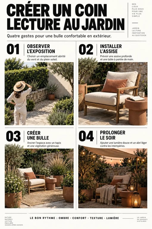 Étapes pour aménager un coin lecture cocooning dans son jardin