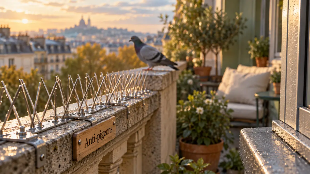 Recette de grand mere pour faire fuir les pigeons : pics anti-pigeons sur balcon