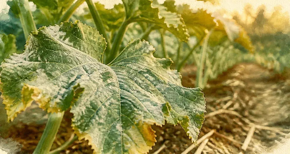 Traitement oidium courgette : feutrage blanc sur feuille de courgette