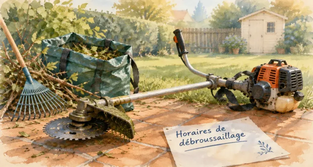 Les horaires de débroussaillage dépendent de la commune, avec un dimanche souvent limité à 10 h–12 h
