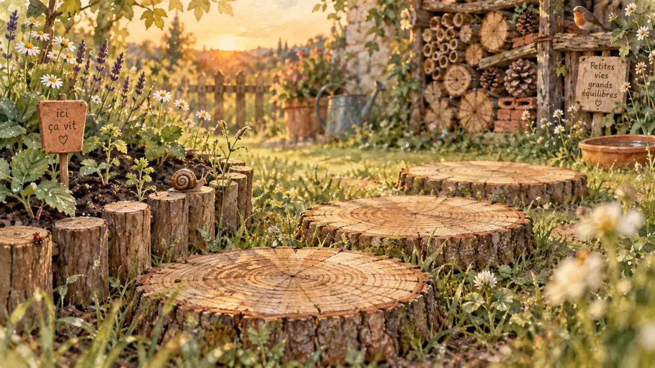 Que faire avec des rondins de bois dans le jardin : bordures et refuge en bûches pour la petite faune